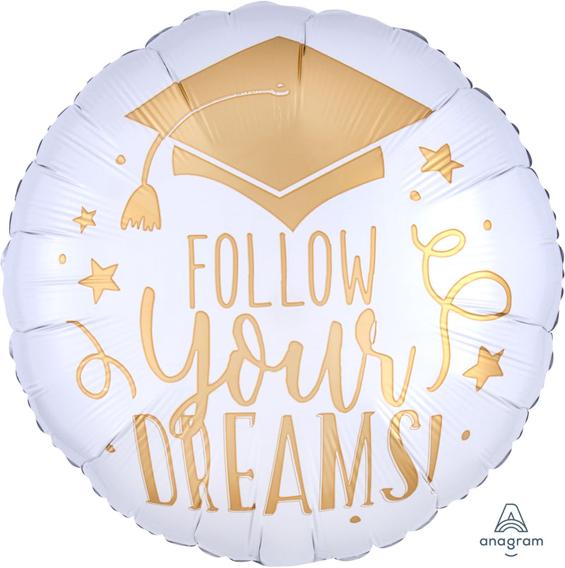 18" Follow Your Dreams White And Gold