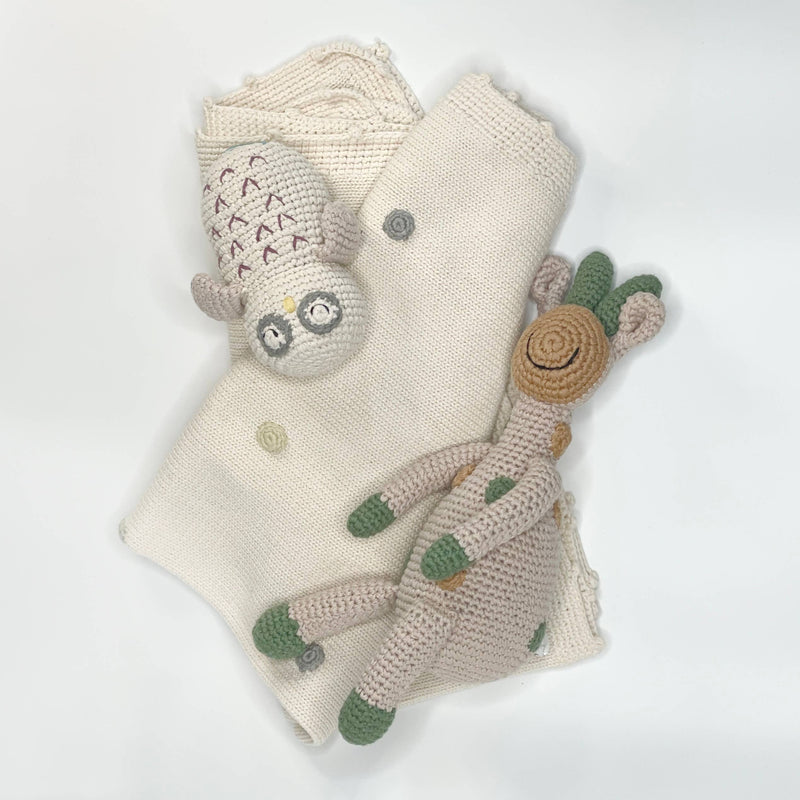 Handmade Baby Blanket - Spotty: Natural