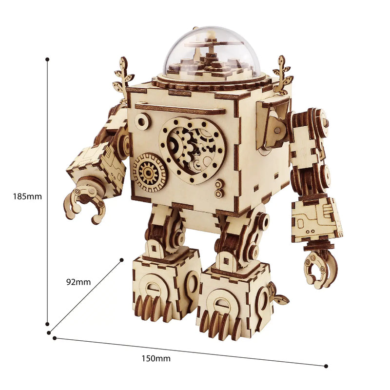 3D Wooden Puzzle Steam Punk Music Box: Orpheus Robot