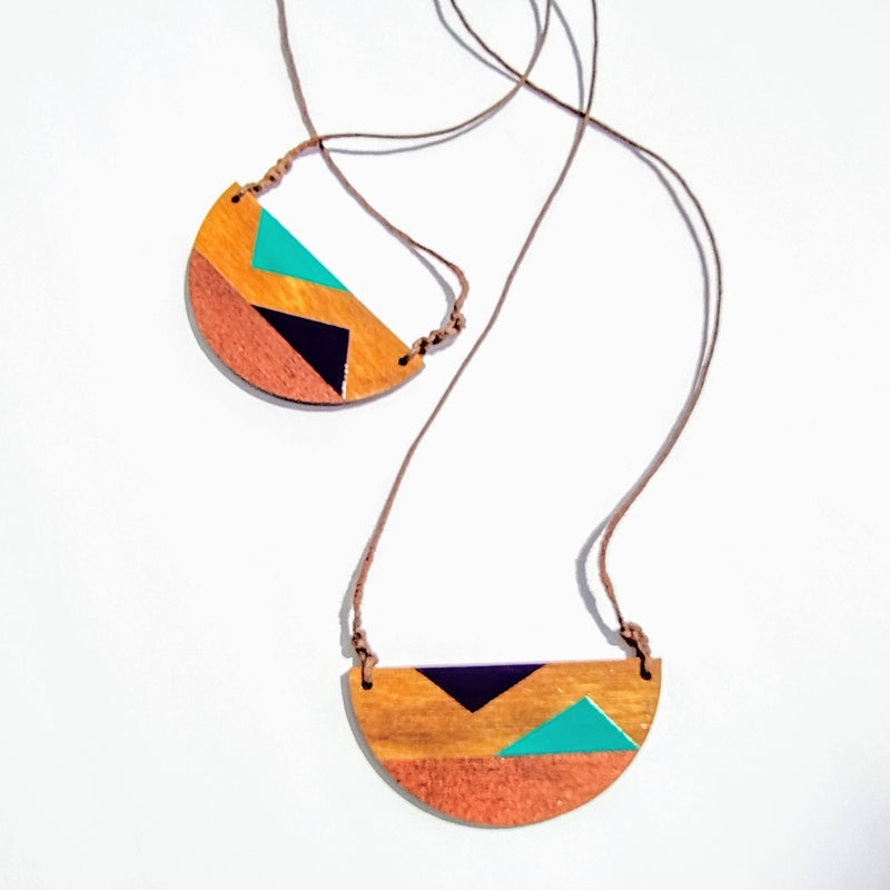 Nova Abstract Colorblock Wood Necklace