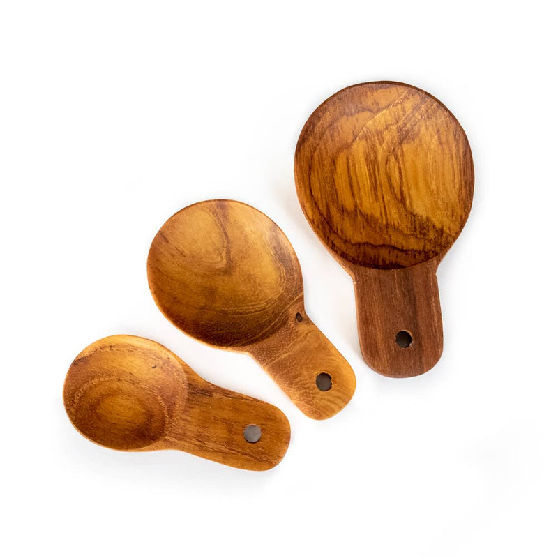 Teak Root Wooden Measuring Spoons Set of 3