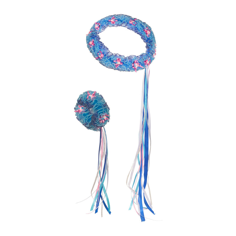 Blue Flower Wrap Headband + Twister