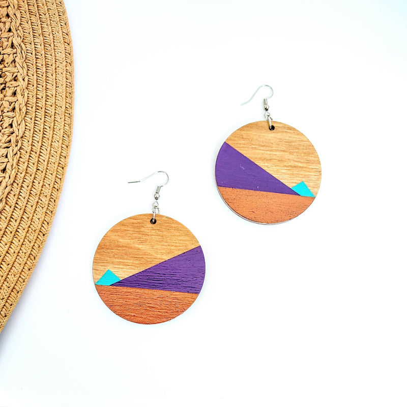 Nova Abstract Color Block Wood Earrings