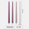 4pcs Unscented Taper Candles Set: Purple Set