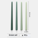 4pcs Unscented Taper Candles Set: Green Set