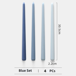4pcs Unscented Taper Candles Set: Blue Set