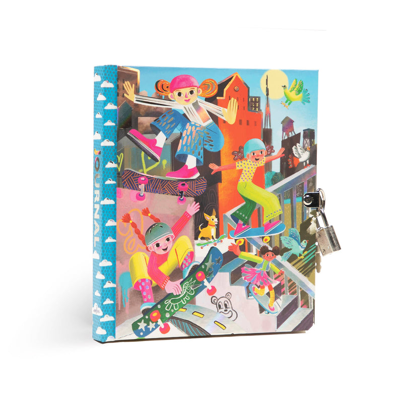 Skateboarding Hardcover Journal with lock and key