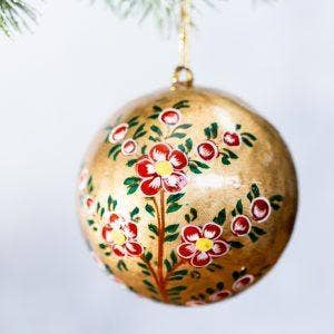 3" Ornament (Gold & Red Flower)