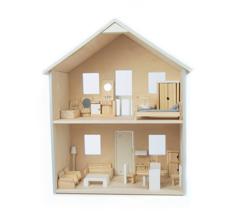 Wooden Grove Dollhouse + Furniture Set