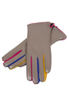 Solid Color PU Leather Gloves w Colorful Edges