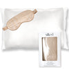 Ivory w/Champagne Trim Silk Pillow Sleeve w/Eye Mask Set