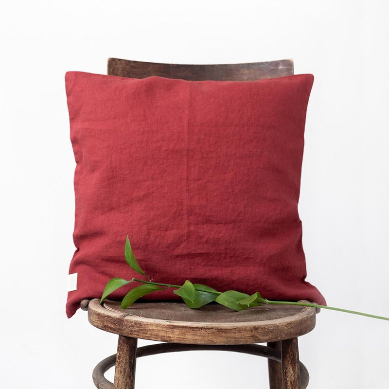 Red Pear Washed Linen Cushion Cover